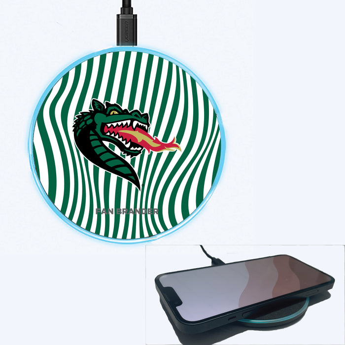 Fan Brander Grey 15W Wireless Charger with UAB Blazers Primary Logo With Team Groovey Lines