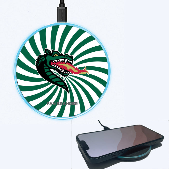 Fan Brander Grey 15W Wireless Charger with UAB Blazers Primary Logo With Team Groovey Burst