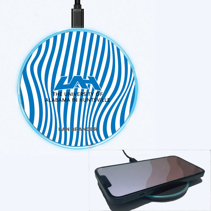Fan Brander Grey 15W Wireless Charger with UAH Chargers Primary Logo With Team Groovey Lines
