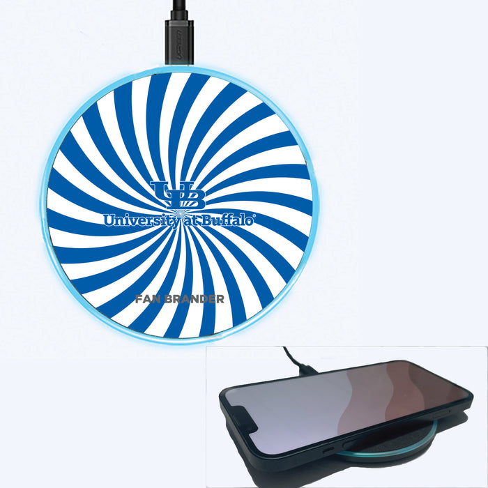 Fan Brander Grey 15W Wireless Charger with Buffalo Bulls Primary Logo With Team Groovey Burst