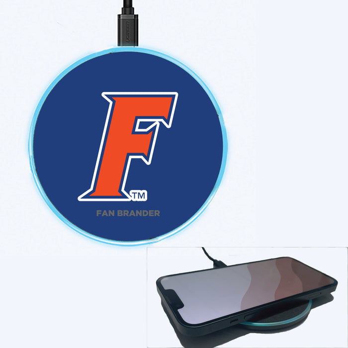 Fan Brander Grey 15W Wireless Charger with Florida Gators F Logo With Team Background