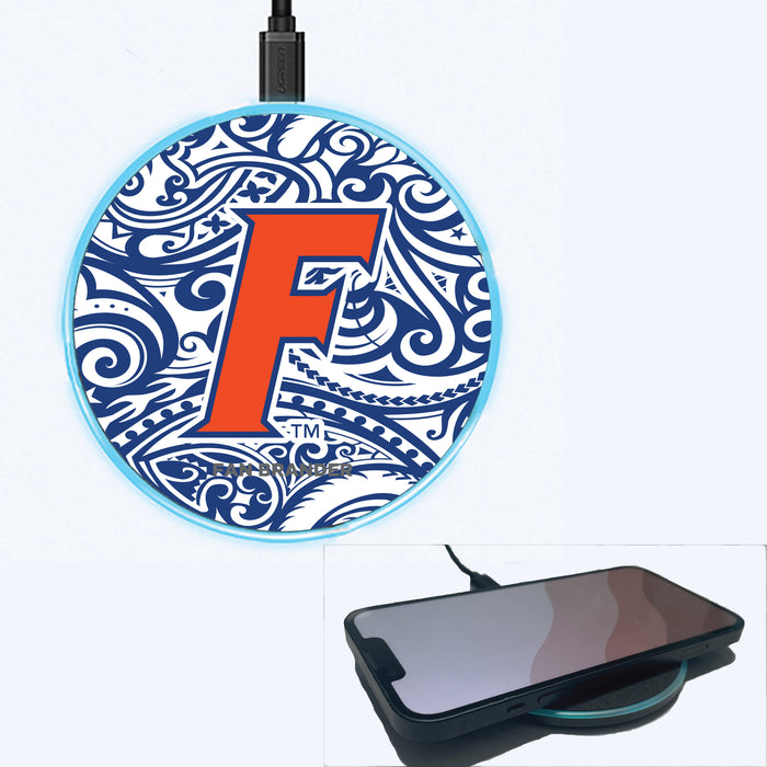 Fan Brander Grey 15W Wireless Charger with Florida Gators F Logo With Urban Camo Background