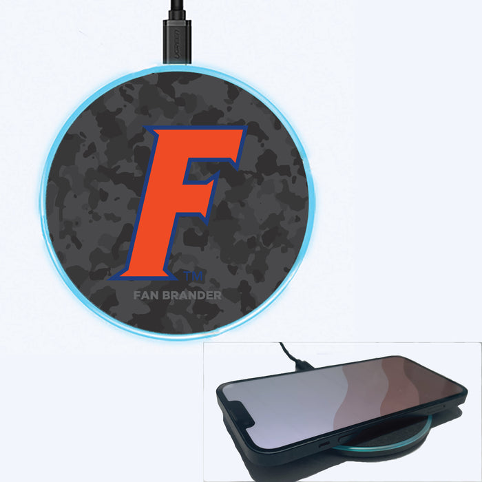 Fan Brander Grey 15W Wireless Charger with Florida Gators F Logo with Team Color Tribal