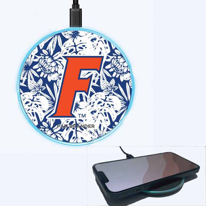 Fan Brander Grey 15W Wireless Charger with Florida Gators F Logo with Team Color Hawain Pattern