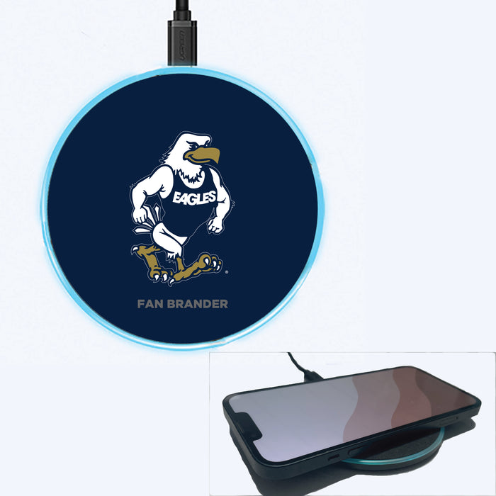 Fan Brander Grey 15W Wireless Charger with Georgia Southern Eagles Strutting Eagle With Team Background