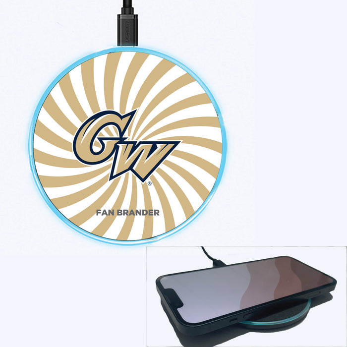 Fan Brander Grey 15W Wireless Charger with George Washington Colonials Primary Logo With Team Groovey Burst