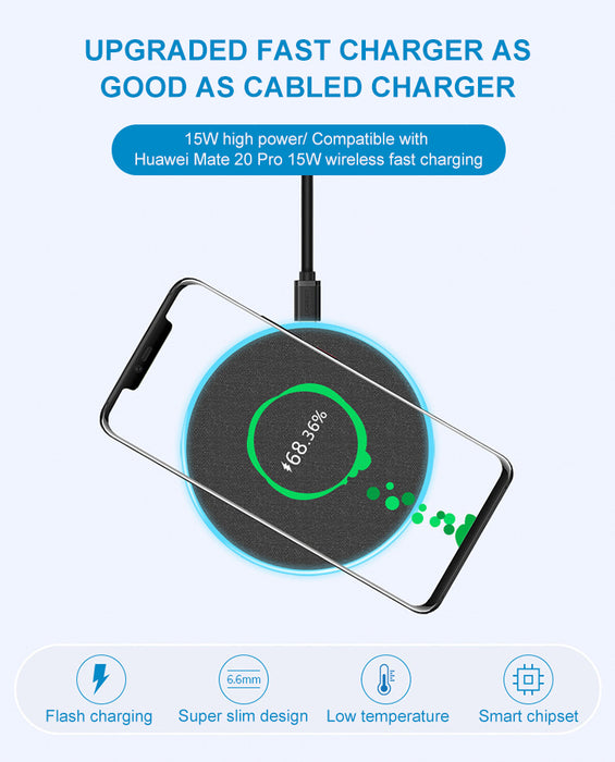 Fan Brander Grey 15W Wireless Charger with SMU Mustangs Primary Logo With Team Groovey Burst