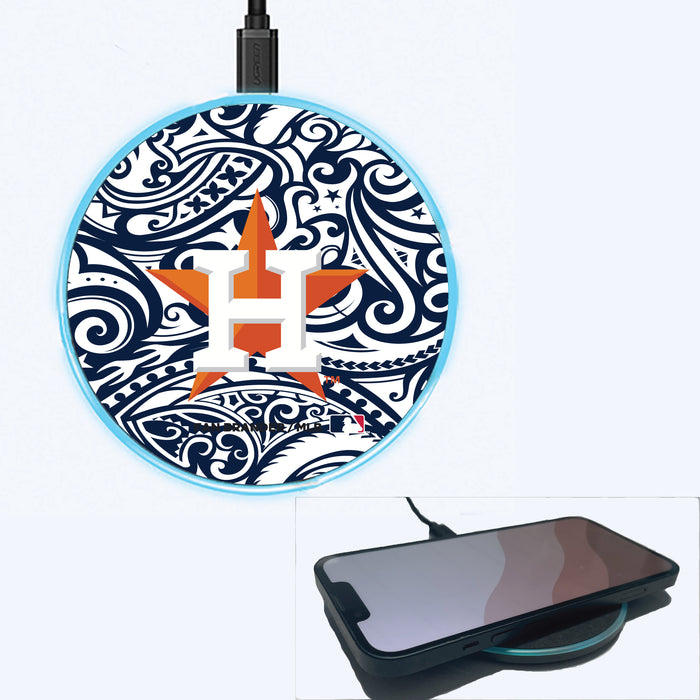 Fan Brander Grey 15W Wireless Charger with Houston Astros Primary Logo With Team Color Tribal Background