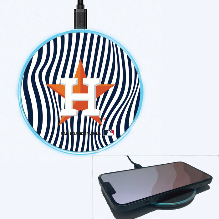 Fan Brander Grey 15W Wireless Charger with Houston Astros Primary Logo With Team Groovey Lines