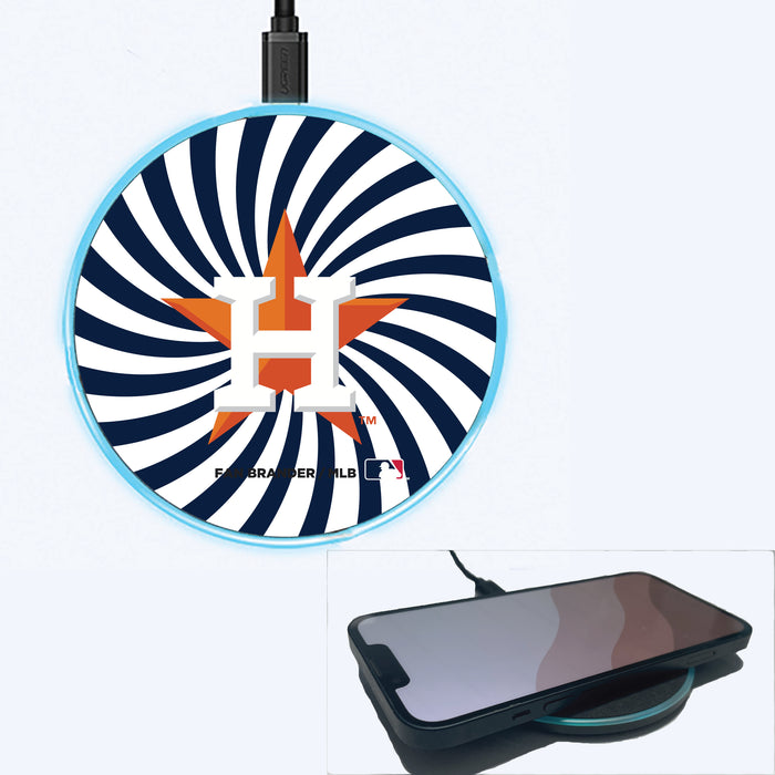 Fan Brander Grey 15W Wireless Charger with Houston Astros Primary Logo With Team Groovey Burst