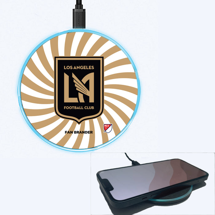 Fan Brander Grey 15W Wireless Charger with LAFC Primary Logo With Team Groovey Burst