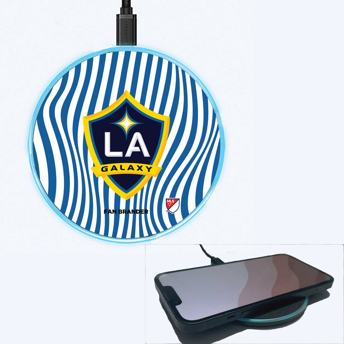 Fan Brander Grey 15W Wireless Charger with LA Galaxy Primary Logo With Team Groovey Lines