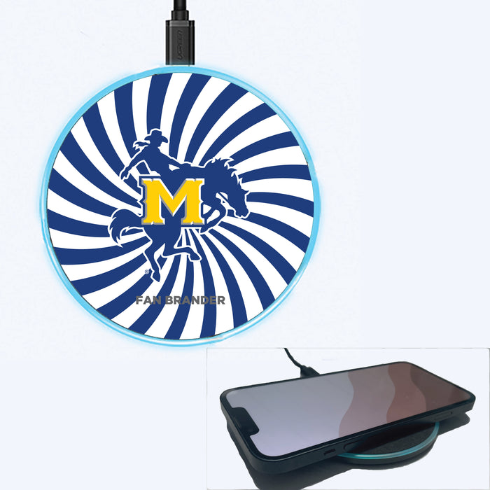 Fan Brander Grey 15W Wireless Charger with McNeese State Cowboys Primary Logo With Team Groovey Burst