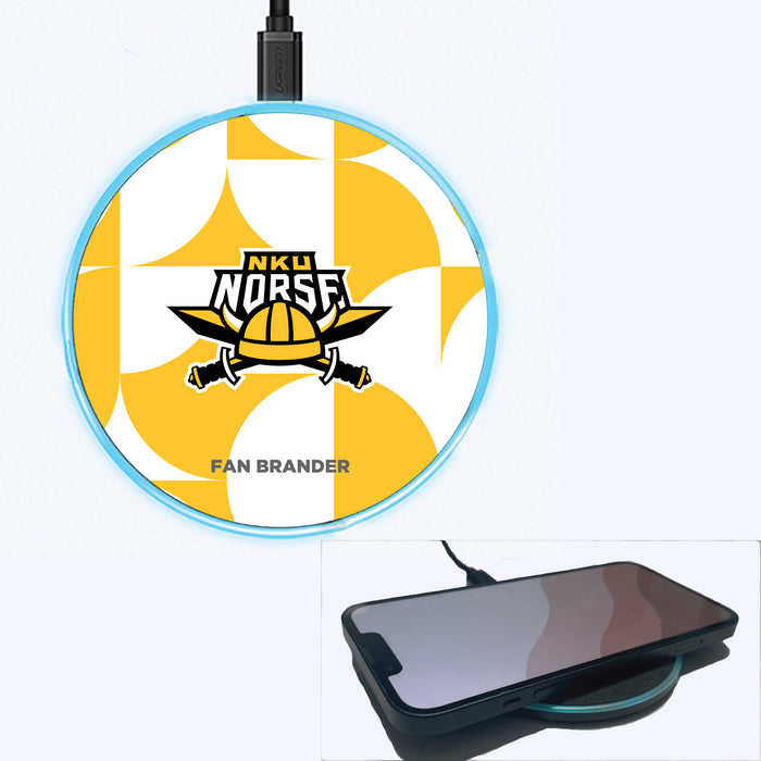 Fan Brander Grey 15W Wireless Charger with Northern Kentucky University Norse Primary Logo on Geometric Circle Background