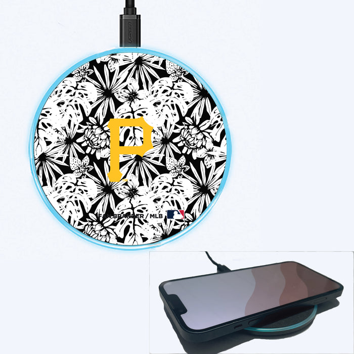 Fan Brander Grey 15W Wireless Charger with Pittsburgh Pirates Primary Logo With Team Color Hawain Pattern