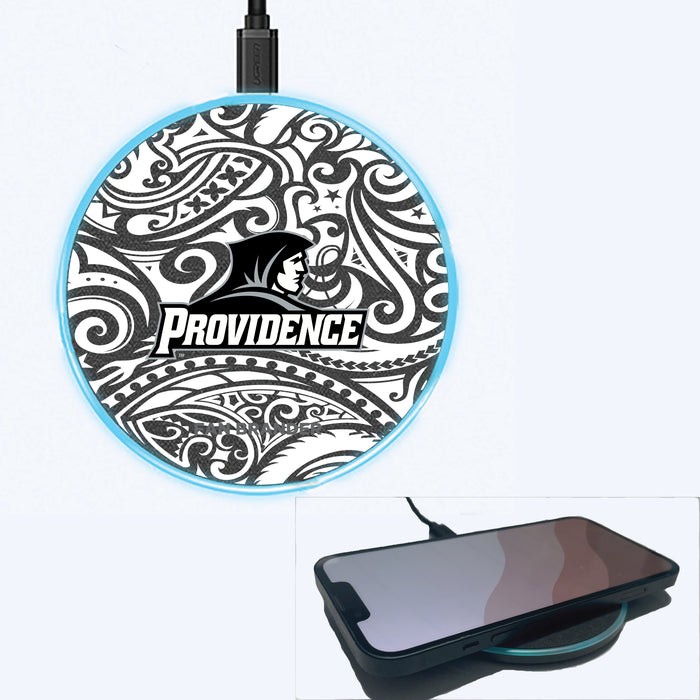 Fan Brander Grey 15W Wireless Charger with Providence Friars Primary Logo With Black Tribal