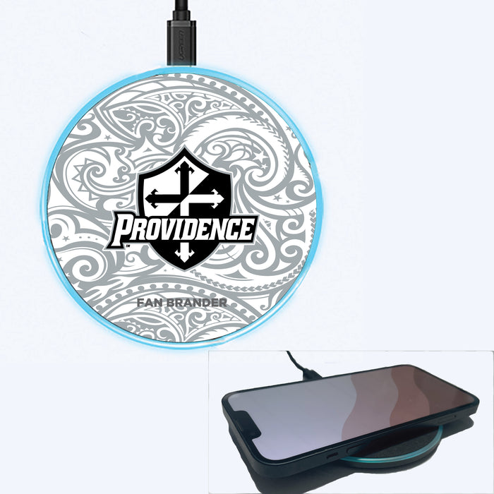 Fan Brander Grey 15W Wireless Charger with Providence Friars Friars Shield With Urban Camo Background