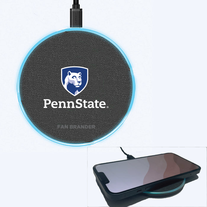 Fan Brander Grey 15W Wireless Charger with Penn State Nittany Lions Shield