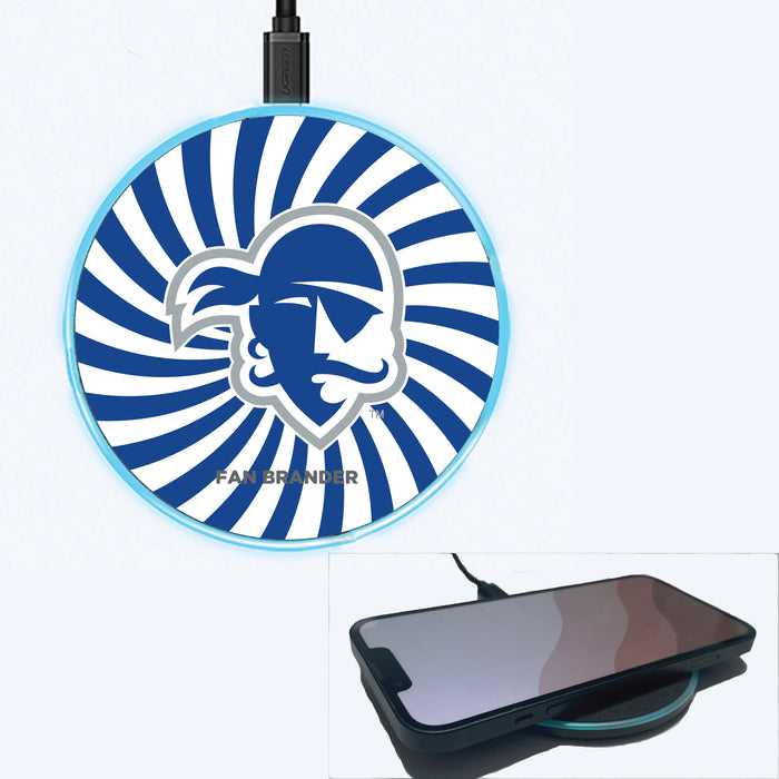 Fan Brander Grey 15W Wireless Charger with Seton Hall Pirates Primary Logo With Team Groovey Burst