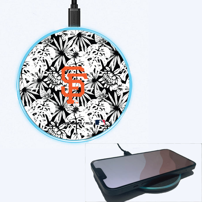 Fan Brander Grey 15W Wireless Charger with San Francisco Giants Primary Logo With Team Color Hawain Pattern