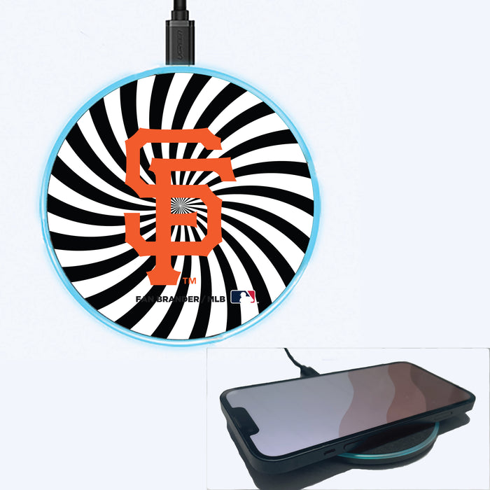 Fan Brander Grey 15W Wireless Charger with San Francisco Giants Primary Logo With Team Groovey Burst