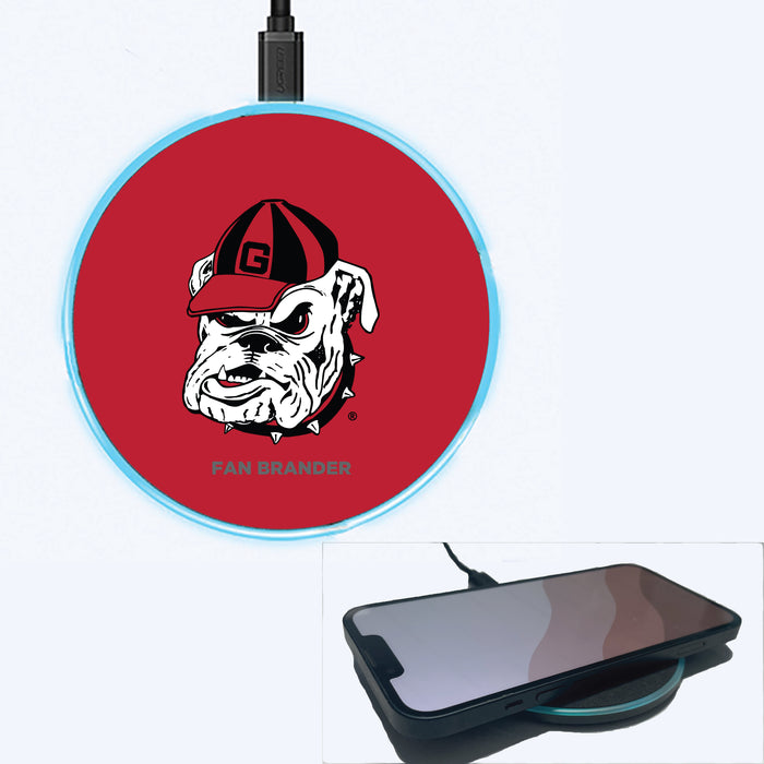 Fan Brander Grey 15W Wireless Charger with Georgia Bulldogs Georgia Bulldog With Team Background