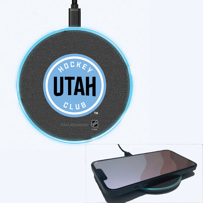 Fan Brander Grey 15W Wireless Charger with Utah Hockey Club Primary Mark