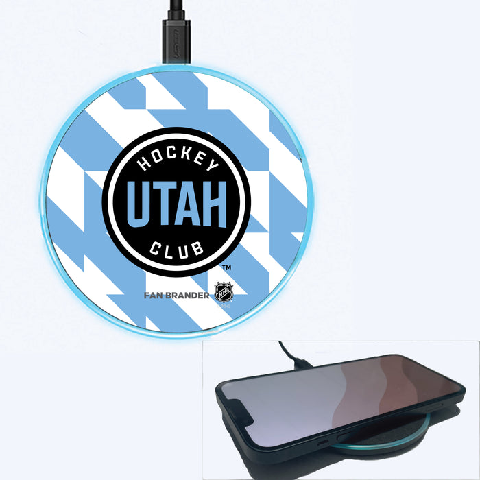 Fan Brander Grey 15W Wireless Charger with Utah Hockey Club Geometric Quad