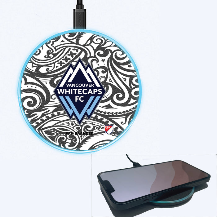 Fan Brander Grey 15W Wireless Charger with Vanderbilt Commodores Primary Logo With Black Tribal