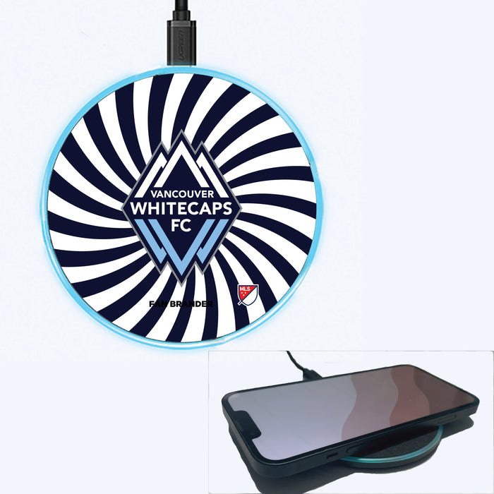 Fan Brander Grey 15W Wireless Charger with Vanderbilt Commodores Primary Logo With Team Groovey Burst