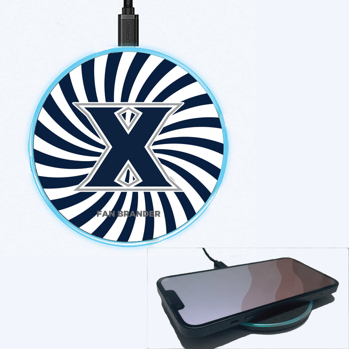 Fan Brander Grey 15W Wireless Charger with Xavier Musketeers Primary Logo With Team Groovey Burst