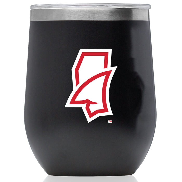 Corkcicle Stemless Wine Glass with Mississippi Ole Miss Mississippi Land Shark