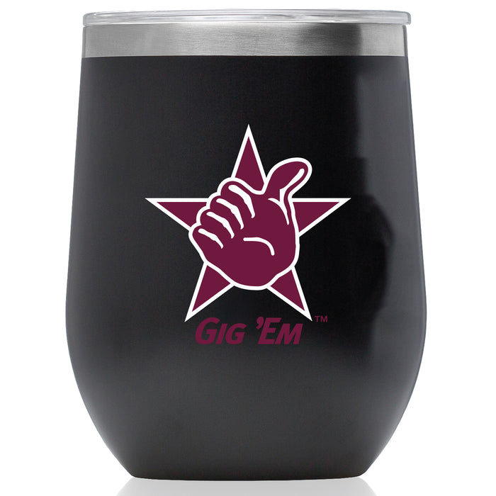 Corkcicle Stemless Wine Glass with Texas A&M Aggies Texas A&M Gig Em