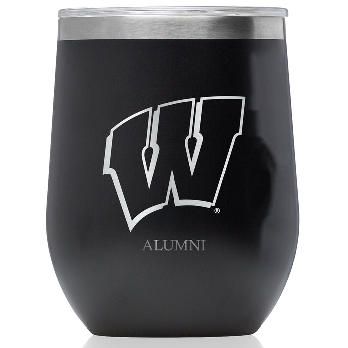 Corkcicle Stemless Wine Glass with Wisconsin Badgers Alumni Primary Logo