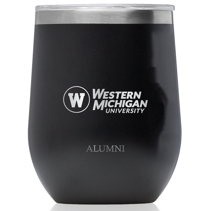 Corkcicle Stemless Wine Glass with Western Michigan Broncos Etched Alumni with Primary Logo