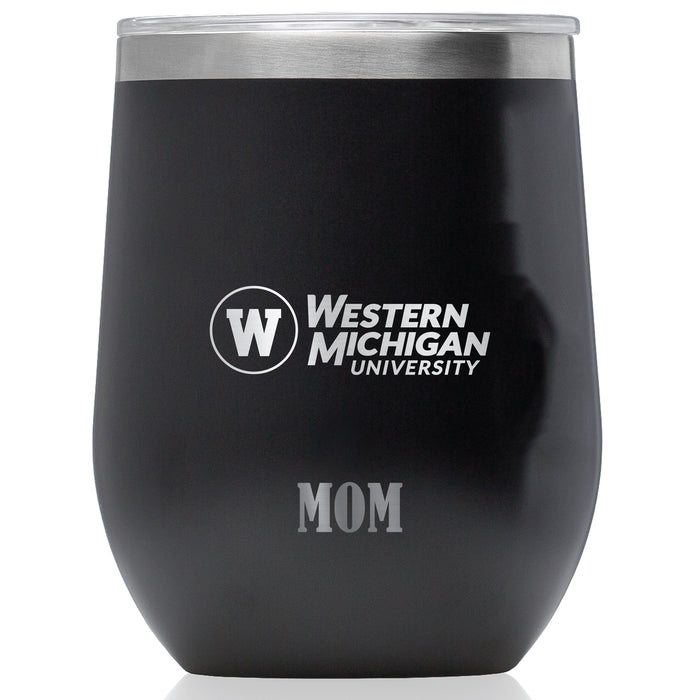 Corkcicle Stemless Wine Glass with Western Michigan Broncos Etched Mom with Primary Logo