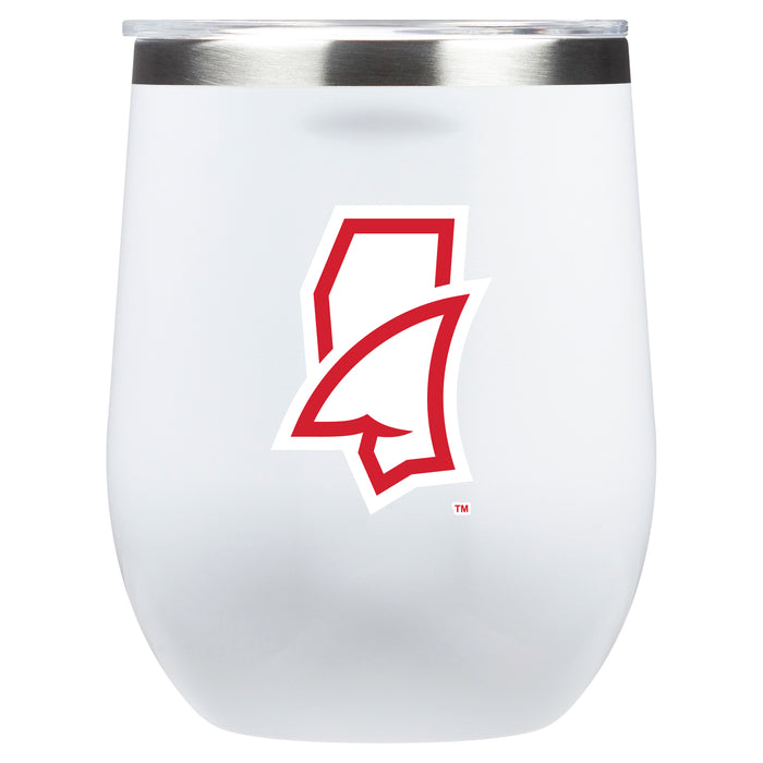 Corkcicle Stemless Wine Glass with Mississippi Ole Miss Mississippi Land Shark