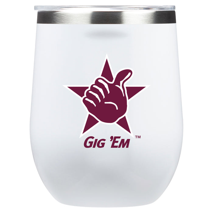 Corkcicle Stemless Wine Glass with Texas A&M Aggies Texas A&M Gig Em