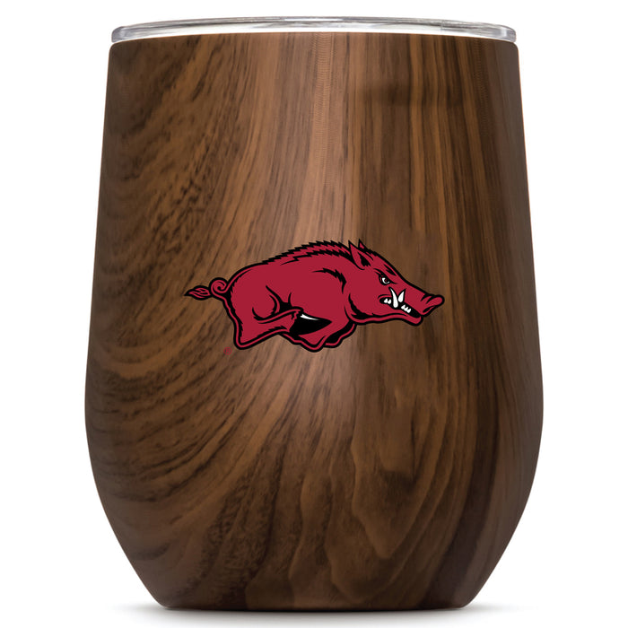 Corkcicle Stemless Wine Glass with Arkansas Razorbacks Primary Logo