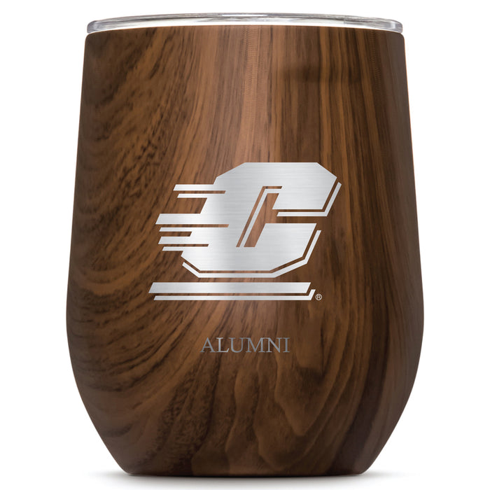 Corkcicle Stemless Wine Glass with Central Michigan Chippewas Etched Alumni with Primary Logo