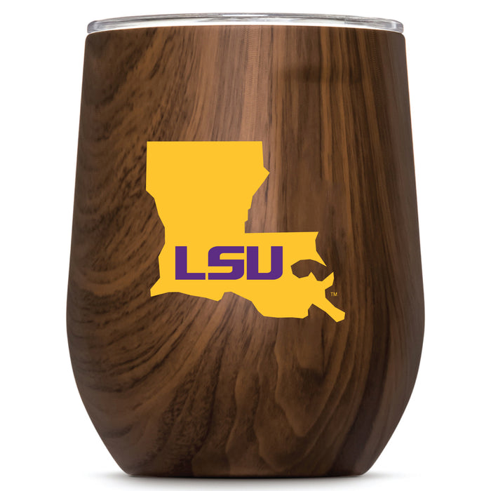 Corkcicle Stemless Wine Glass with LSU Tigers State Design