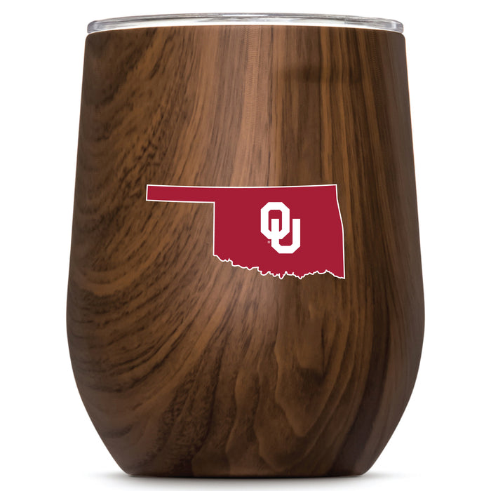 Corkcicle Stemless Wine Glass with Oklahoma Sooners State Design