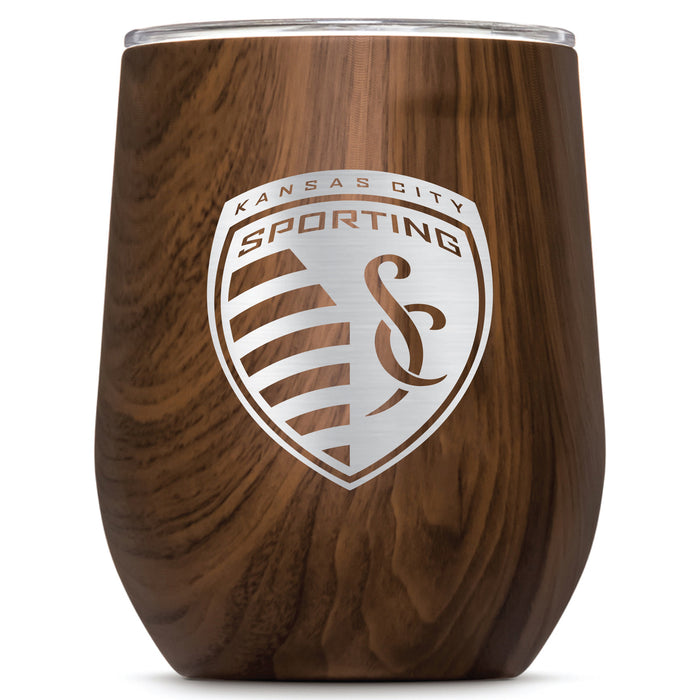 Corkcicle Stemless Wine Glass with Sporting Kansas City Etched Primary Logo