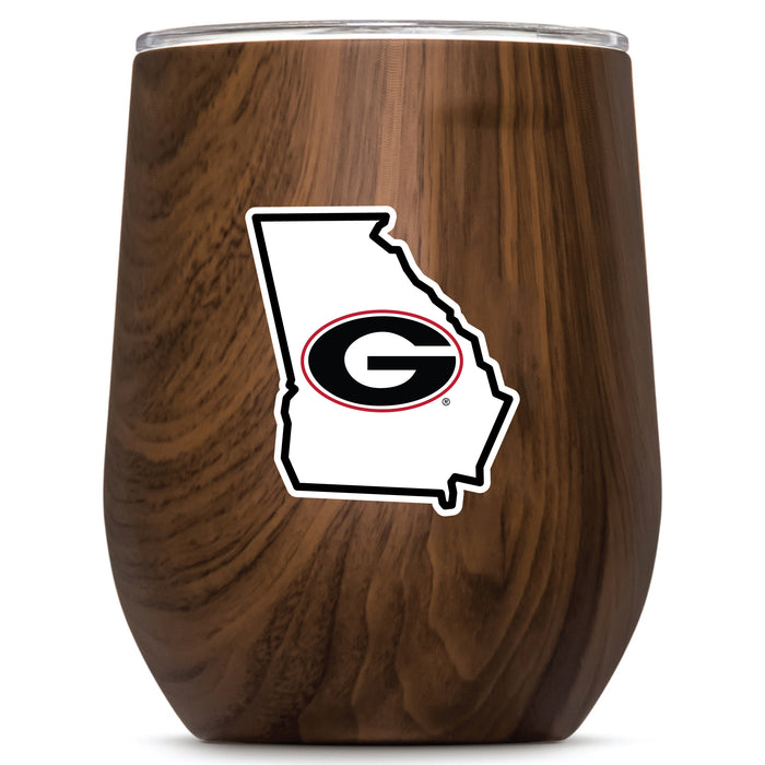 Corkcicle Stemless Wine Glass with Georgia Bulldogs State Design