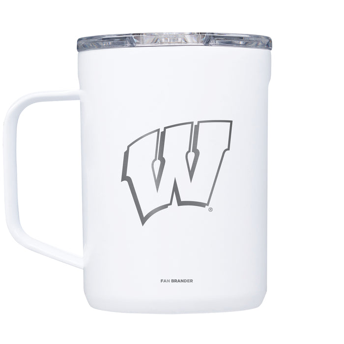 Corkcicle Coffee Mug with Wisconsin Badgers Etched Primary Logo