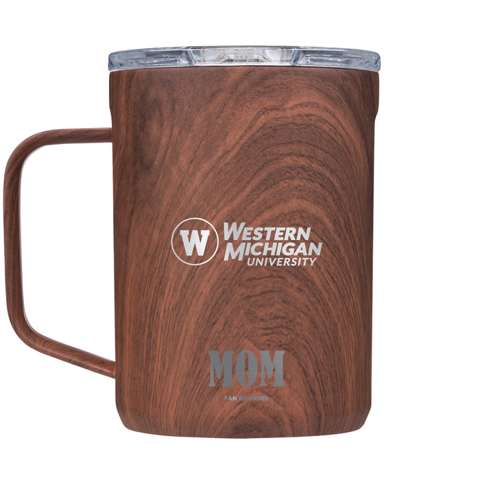 Corkcicle Coffee Mug with Western Michigan Broncos Etched Mom with Primary Logo