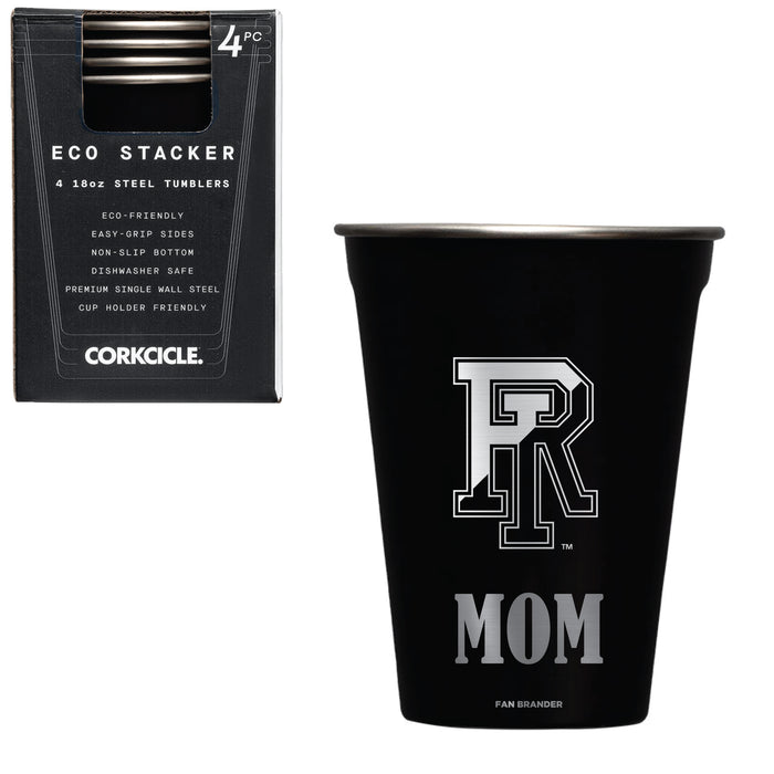 Corkcicle Eco Stacker Cup with Rhode Island Rams Etched Mom with Primary Logo