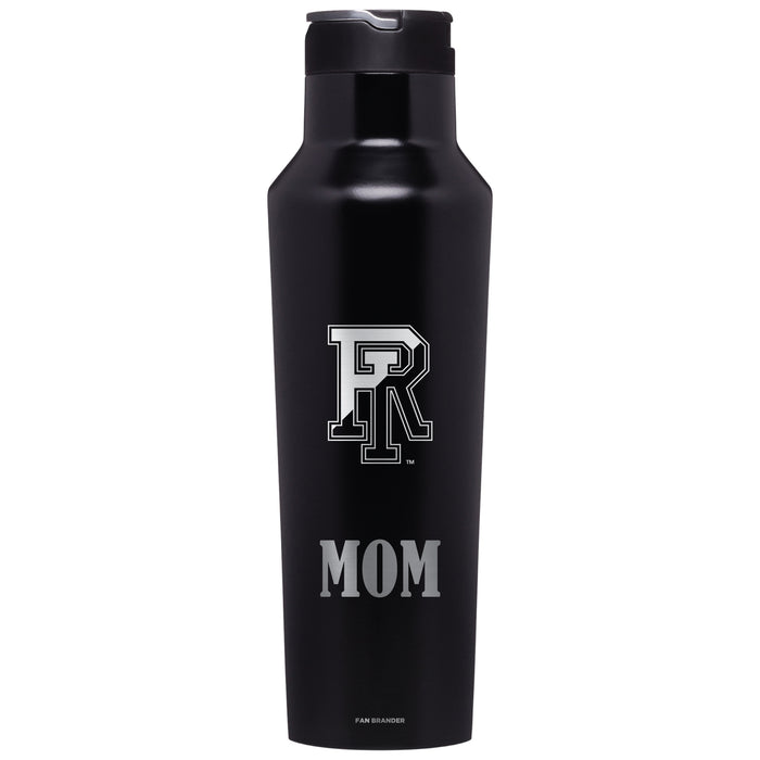 Corkcicle Insulated Canteen Water Bottle with Rhode Island Rams Etched Mom with Primary Logo