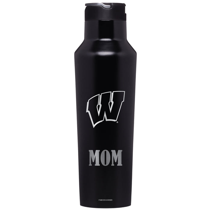 Corkcicle Insulated Canteen Water Bottle with Wisconsin Badgers Mom Primary Logo