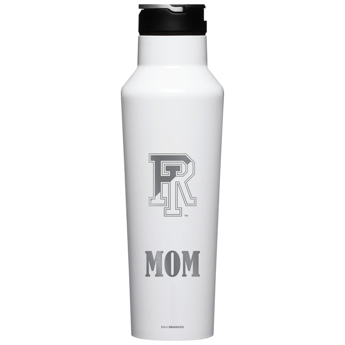 Corkcicle Insulated Canteen Water Bottle with Rhode Island Rams Etched Mom with Primary Logo